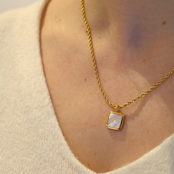 Pearl White Square Pendant